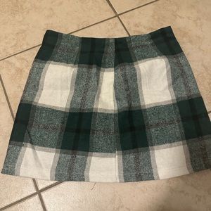 Green and white plaid skirt